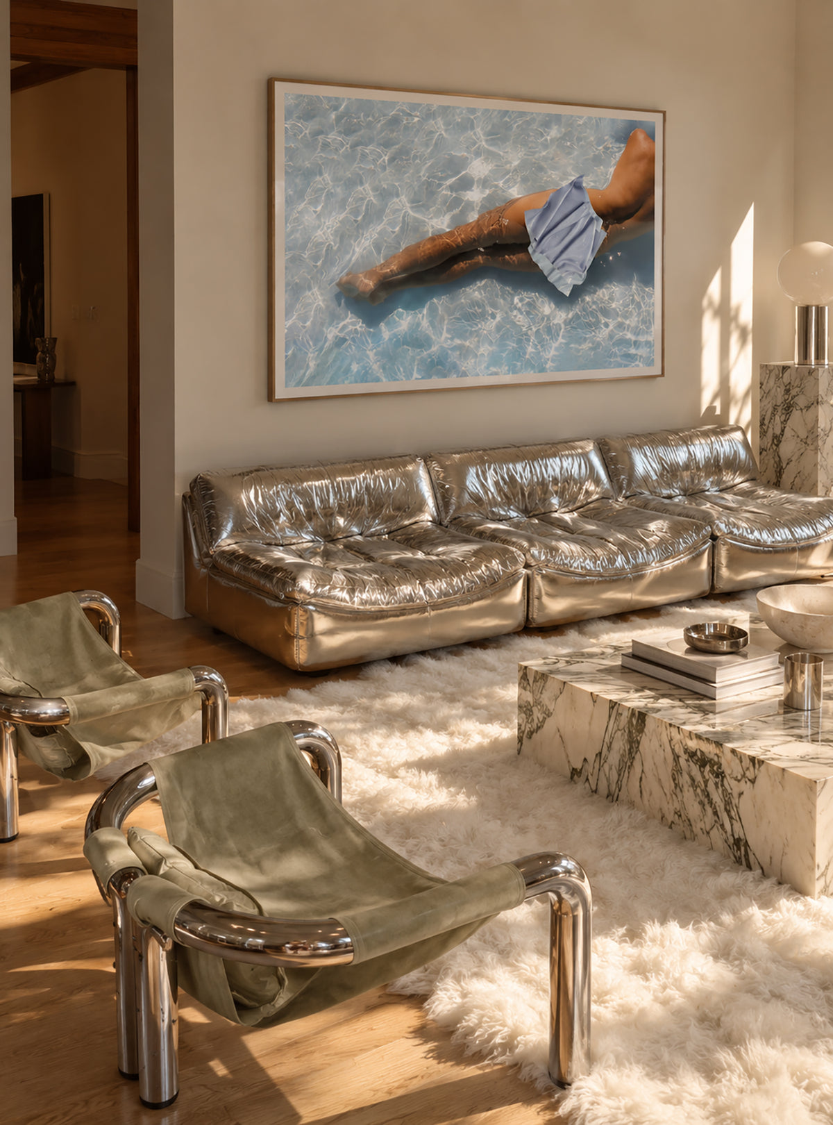 Bending The Blues by DANIELLEX above a tan sofa